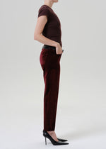 Load image into Gallery viewer, Anissa Stretch Velvet Straight Leg in Chambord
