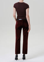 Load image into Gallery viewer, Anissa Stretch Velvet Straight Leg in Chambord
