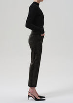Load image into Gallery viewer, Delfina High Rise Straight Velvet in Olive Leaf
