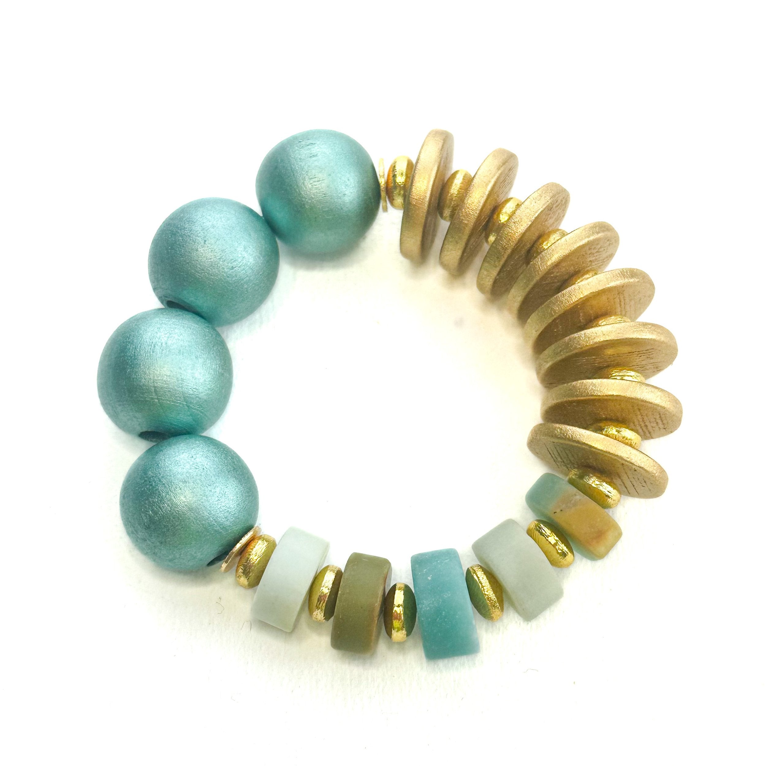 Metallic Stone Bracelet in Mint