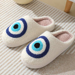 Load image into Gallery viewer, Blue Evil Eye Cozy Slippers
