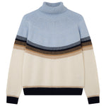 Load image into Gallery viewer, Block Fairisle Tweed Roll Collar Sweater in Heather Blue Combo
