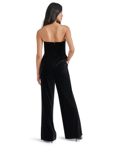 Swanilda Velvet Jumpsuit in Black