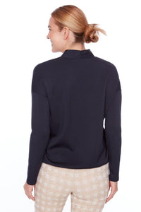 V Neck Long Sleeve Top in Navy