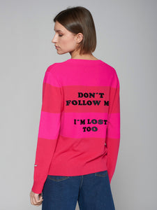 Lost Pullover Sweater in Pink & Red