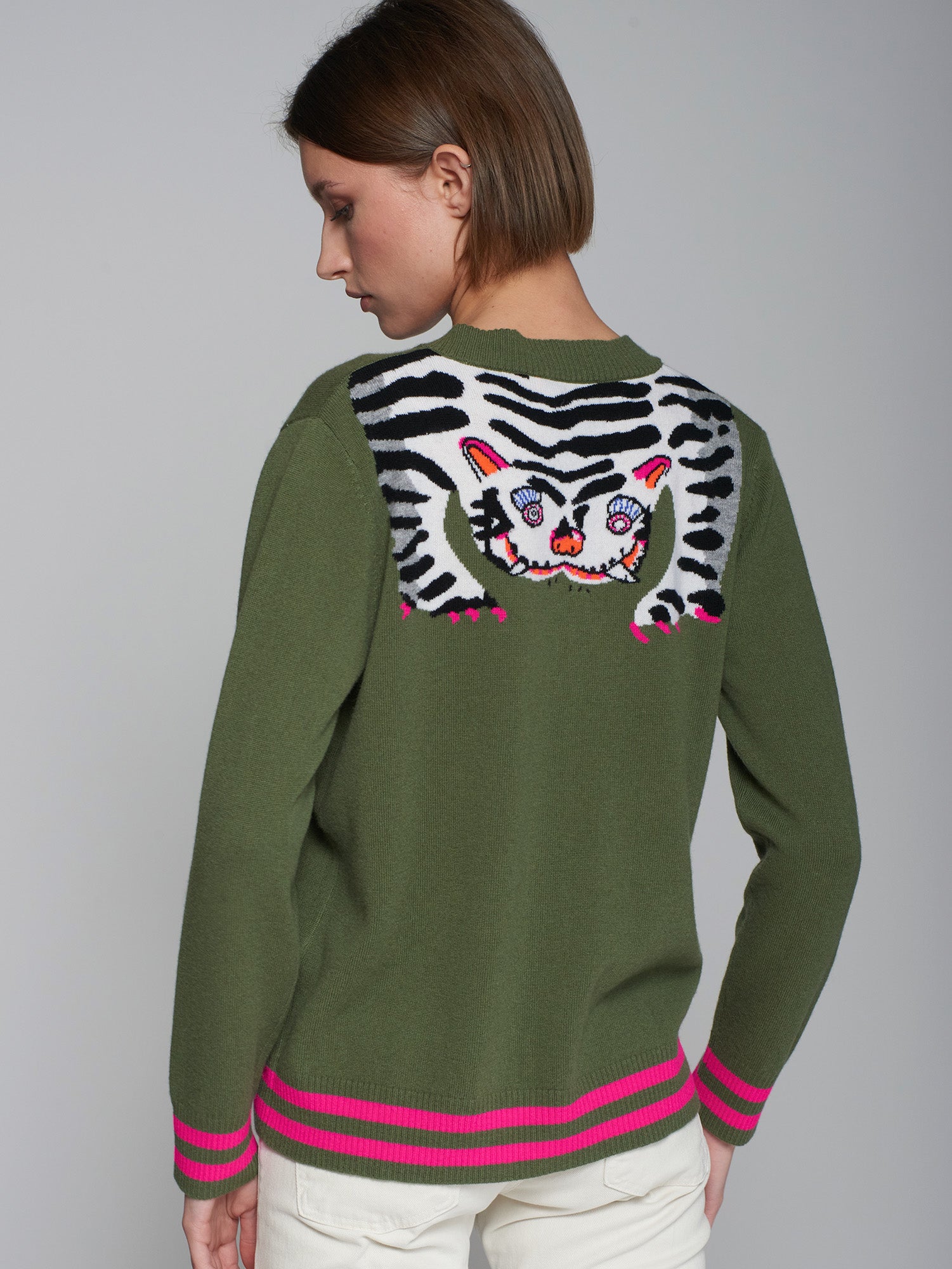 Theresa Tiger Cardigan in Green