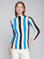 Load image into Gallery viewer, Canale Striped Sweater in Ecru, Blue, and Navy
