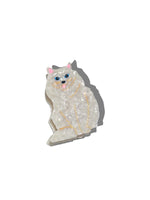 Load image into Gallery viewer, Hand Painted Persian Cat Claw Hair Clip in White
