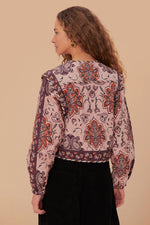 Load image into Gallery viewer, Glam Tapestry Long Sleeve Jacket in Burgundy
