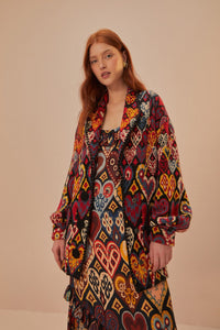 Hearts Ikat Knit Blazer in Black