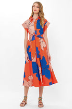 Load image into Gallery viewer, Belted Shirt Dress in Bora Bora Red
