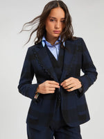 Load image into Gallery viewer, Hillary Blazer in Black Navy Gingham
