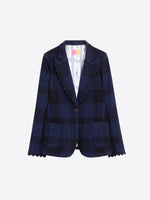 Load image into Gallery viewer, Hillary Blazer in Black Navy Gingham
