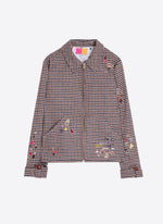Load image into Gallery viewer, Selena Houndstooth Bomber Jacket in Marine Multi
