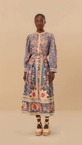 Superbloom Tapestry Maxi Skirt in Blue