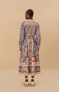 Superbloom Tapestry Maxi Skirt in Blue