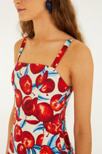 Load image into Gallery viewer, Cherry Blossom Sleeveless Mini Dress in Red

