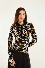 Load image into Gallery viewer, Tucanissimo Polo Knit Top in Black
