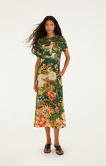 Load image into Gallery viewer, Oriental Garden Short Sleeve Maxi Dress in Multicolor
