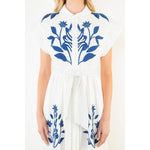 Load image into Gallery viewer, Floral Embroidered Dress in White/Blue
