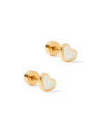 Load image into Gallery viewer, Screwback Stud Earrings in White Nora Heart
