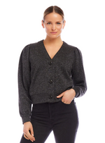 Load image into Gallery viewer, Madeline Cardigan in Black with Silver
