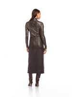 Load image into Gallery viewer, Kaia Faux Leather Midi Skirt in Brown
