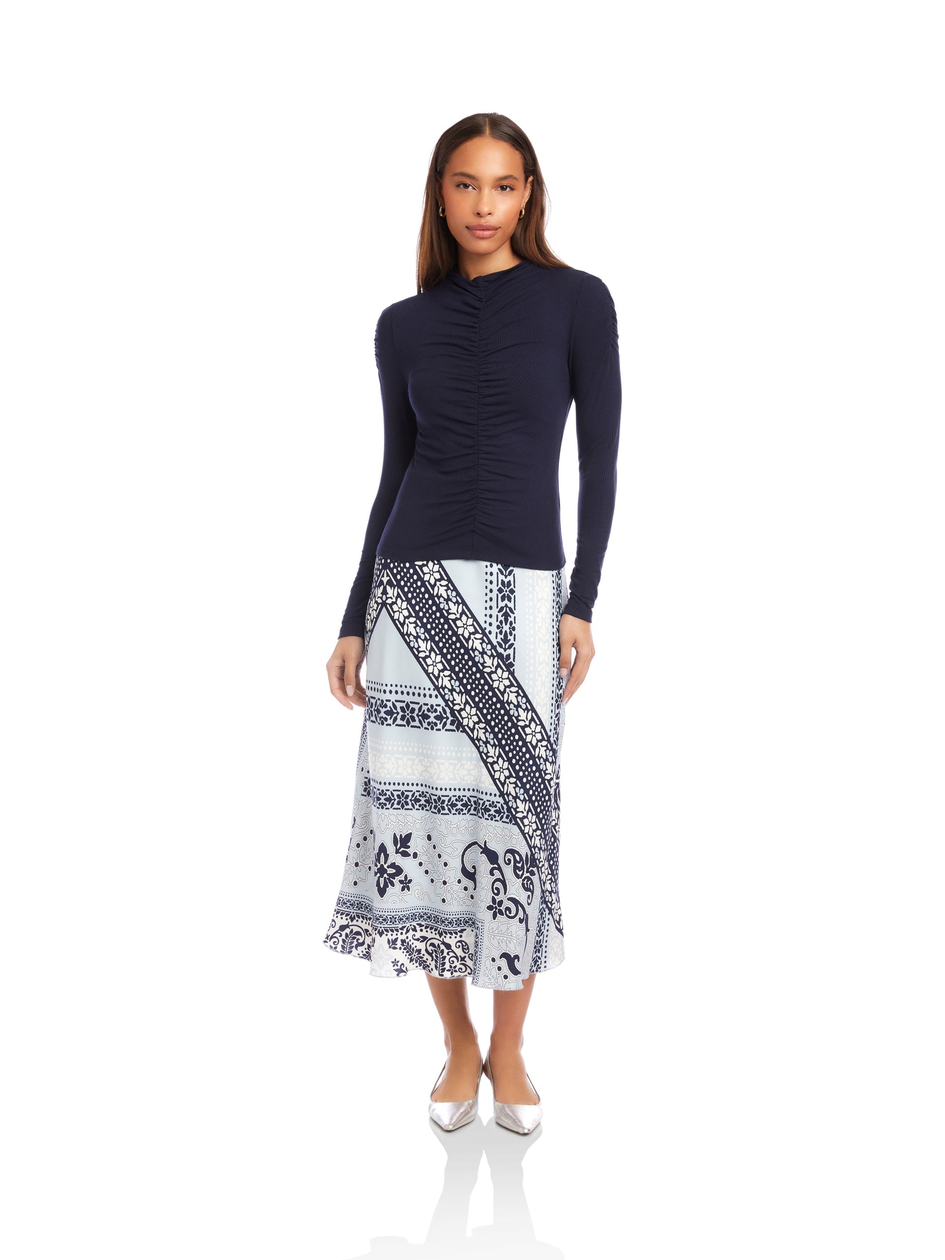 Selena Ruched Top in Navy