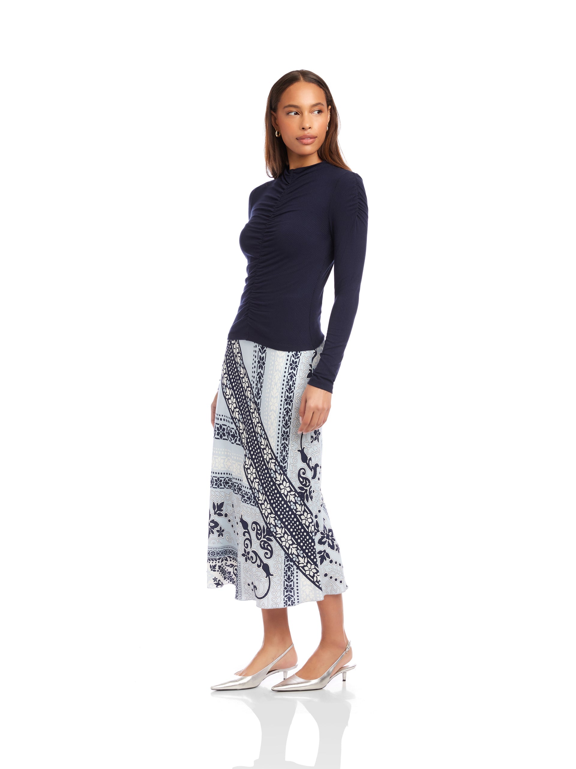 Selena Ruched Top in Navy