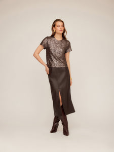 Stacey Sequin Top in Brown
