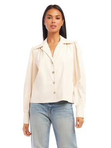 Faux Leather Top in Beige