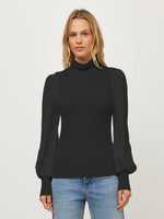 Load image into Gallery viewer, Lisette Contrast Turtleneck Top in Black

