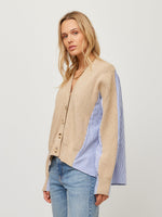 Load image into Gallery viewer, Celine Mixed Media Cardigan in Oatmeal
