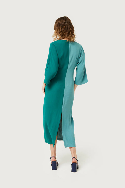 Colorblock Maxi Dress in Green/Teal