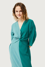 Load image into Gallery viewer, Colorblock Maxi Dress in Green/Teal
