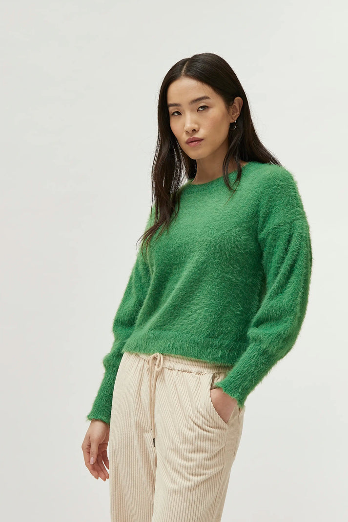 Eyelash Textured Sweater in Green