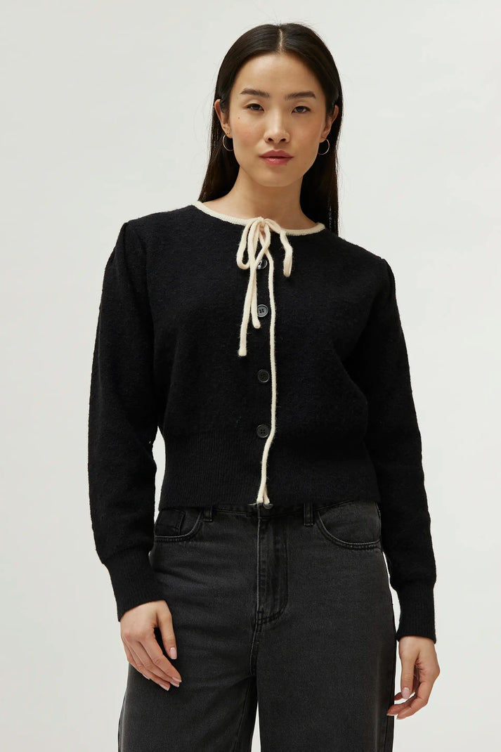 Bow Cardigan in Black