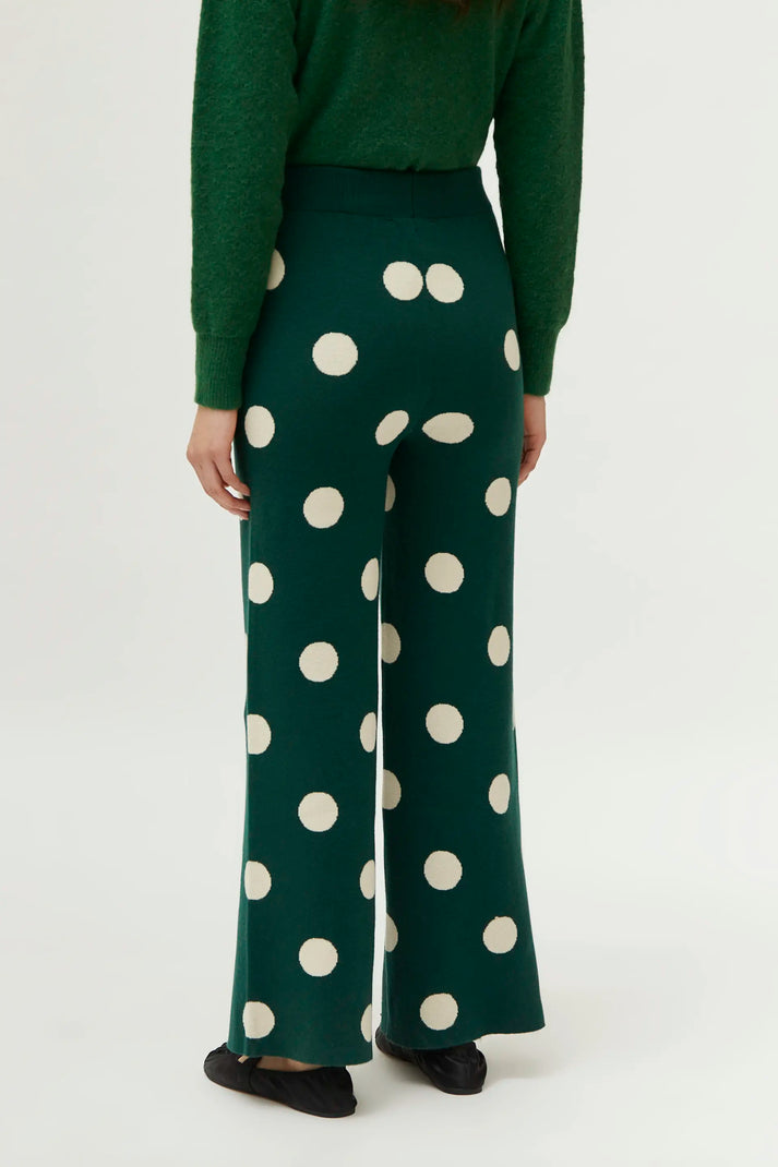 Polka Dot Knit Pant in Green