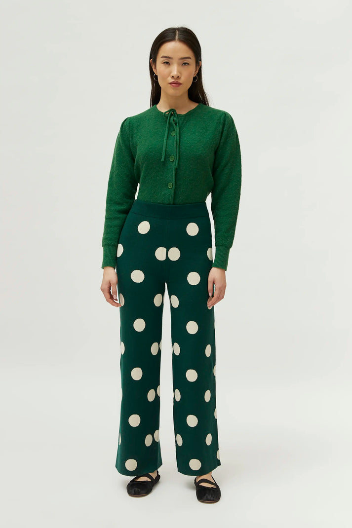 Polka Dot Knit Pant in Green