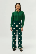 Load image into Gallery viewer, Polka Dot Knit Pant in Green
