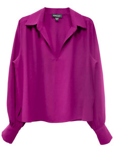 Half Placket Top in Magenta