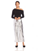 Load image into Gallery viewer, Faux Leather Cropped Pants in Silver
