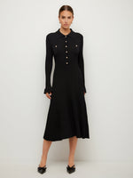 Load image into Gallery viewer, Ellie Ribbed Button-Up Sweater Dress in Black
