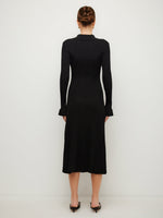Load image into Gallery viewer, Ellie Ribbed Button-Up Sweater Dress in Black
