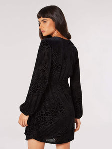 Animal Velvet Burnout Mini Dress in Black