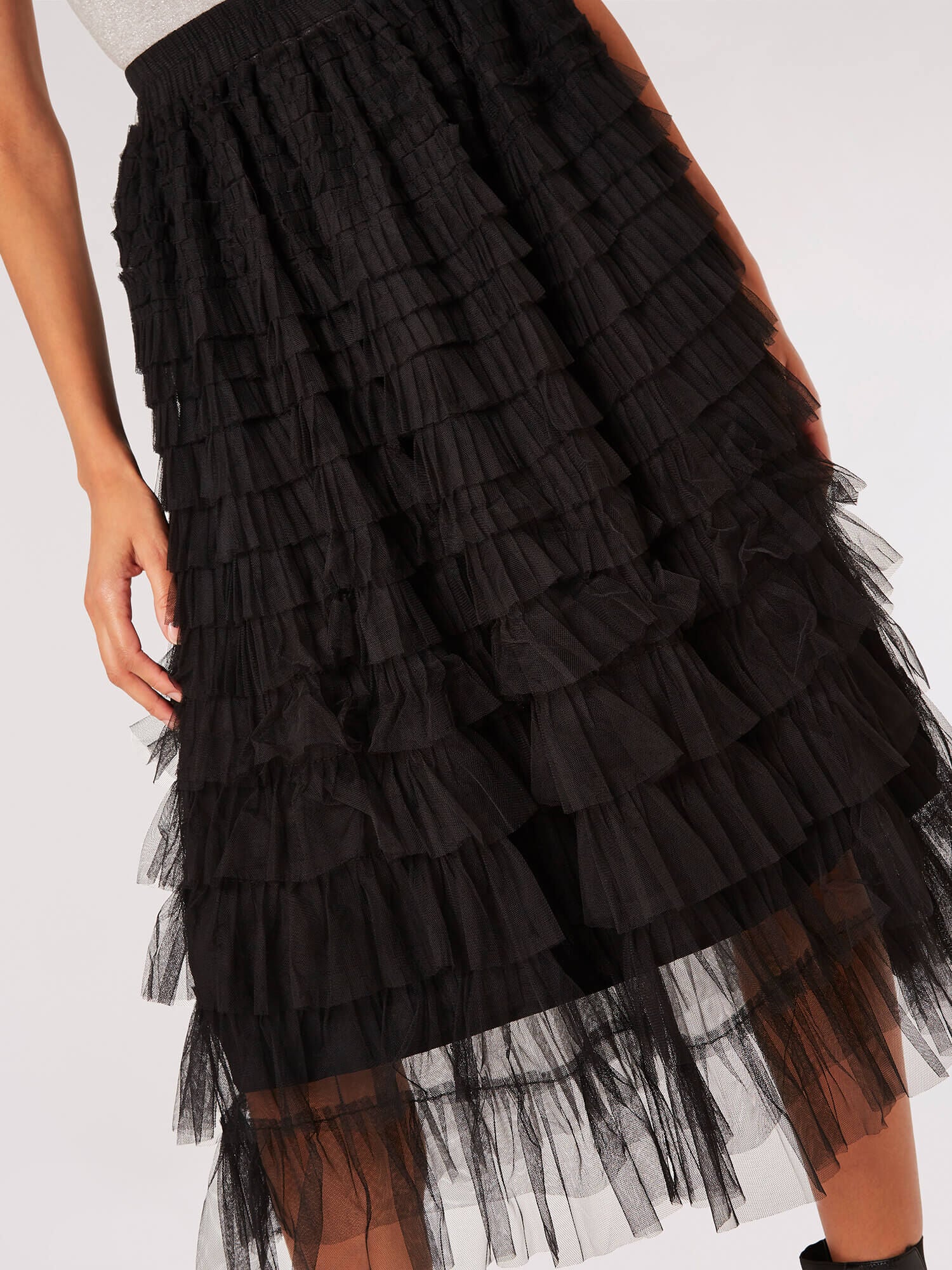 Tiered Tulle Skirt in Black