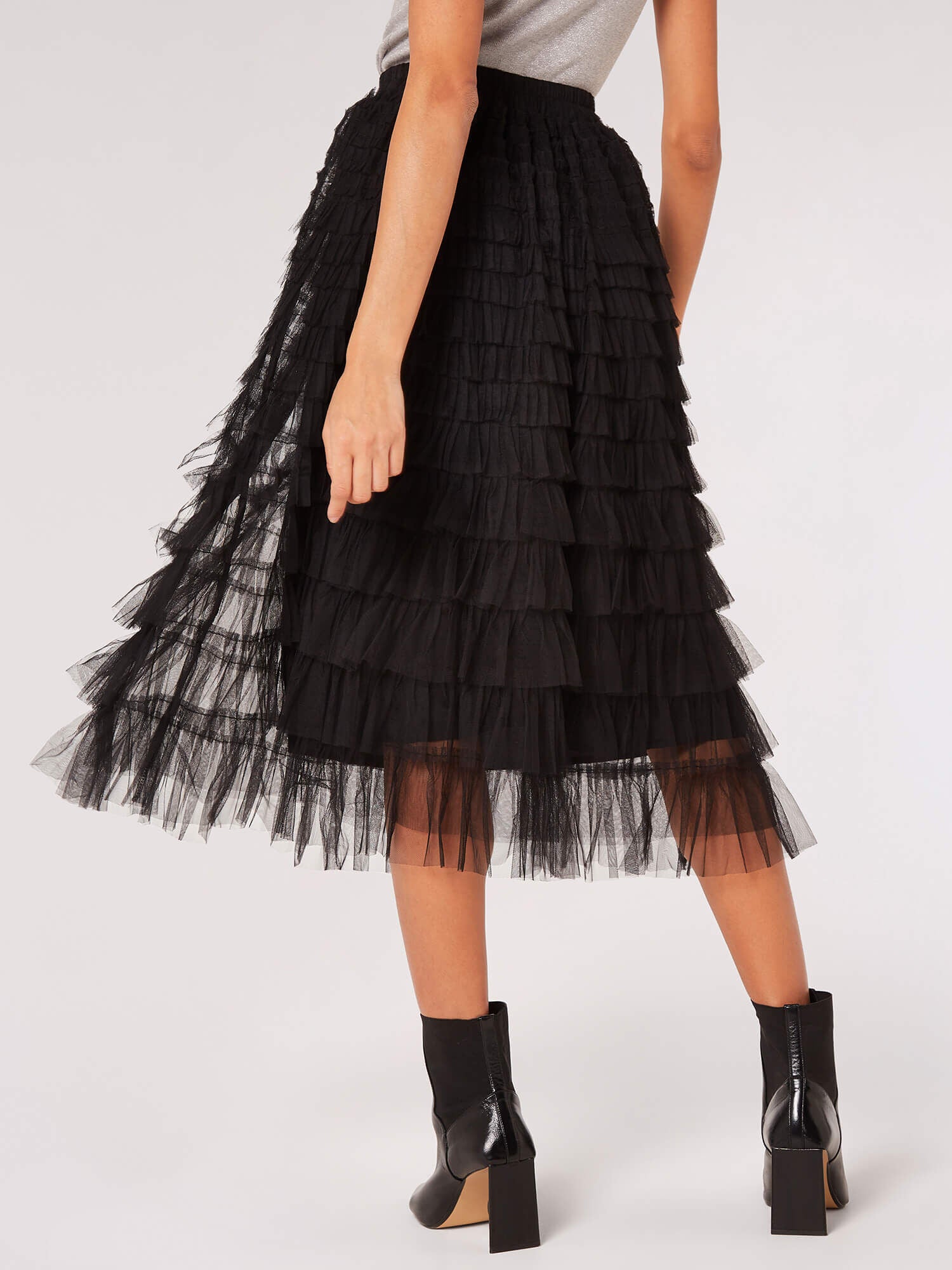 Tiered Tulle Skirt in Black