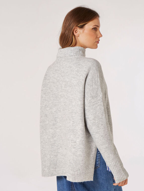 Chunky Turtleneck Sweater in Heather Grey