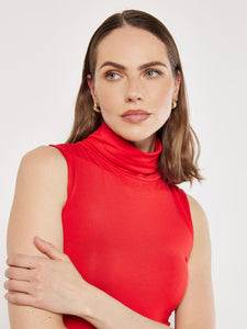 Jersey Roll Neck Tank Top in Red