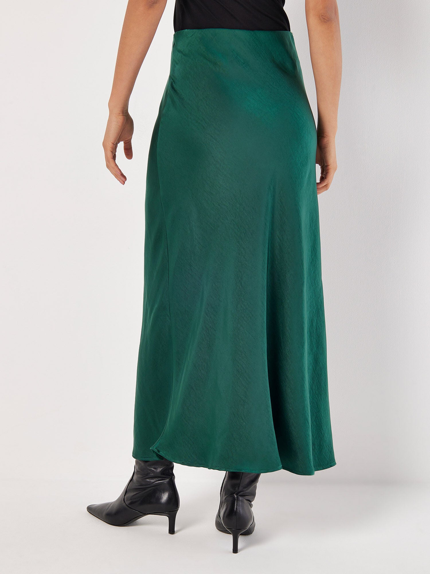 Bias Cut Maxi Slip Skirt in Green